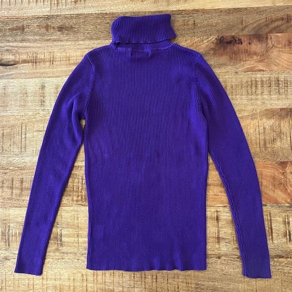 Lauren Ralph Lauren Turtleneck Sweater Women XS Ribbed Purple - Picture 6 of 10